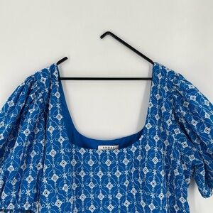 Rhode x Target Embroidered Printed Puff Sleeve Babydoll Mini Dress